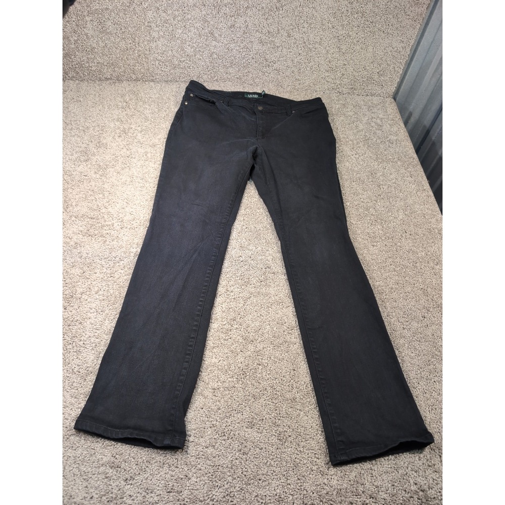Lauren Ralph Lauren Modern Straight Curvy Black Jeans Womens 16 Stretch Denim